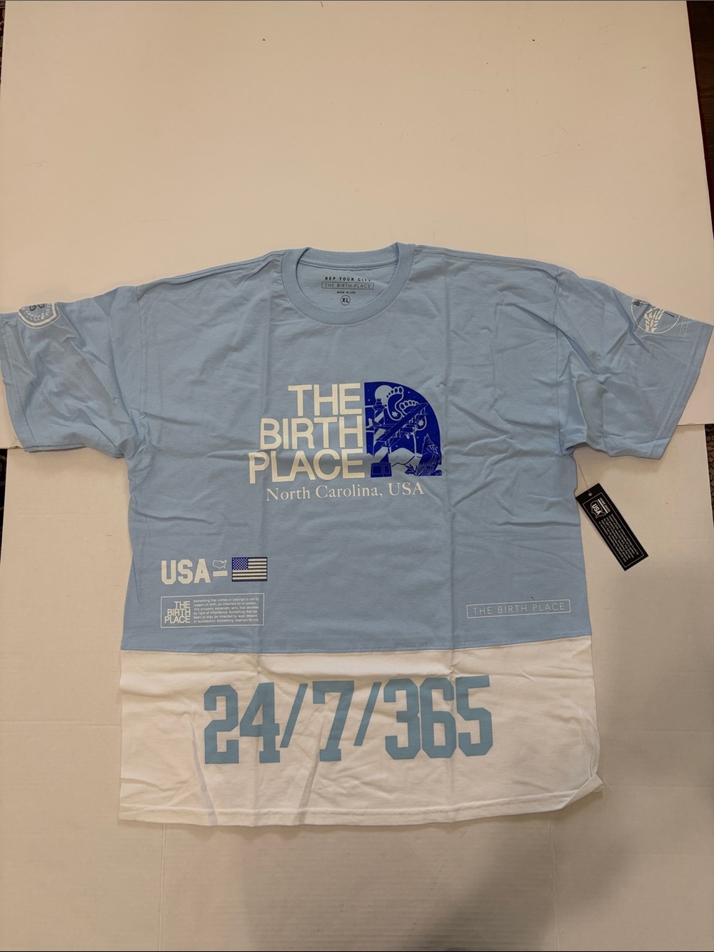 North Carolina Light Blue & White Short Sleeve Tee Shirt